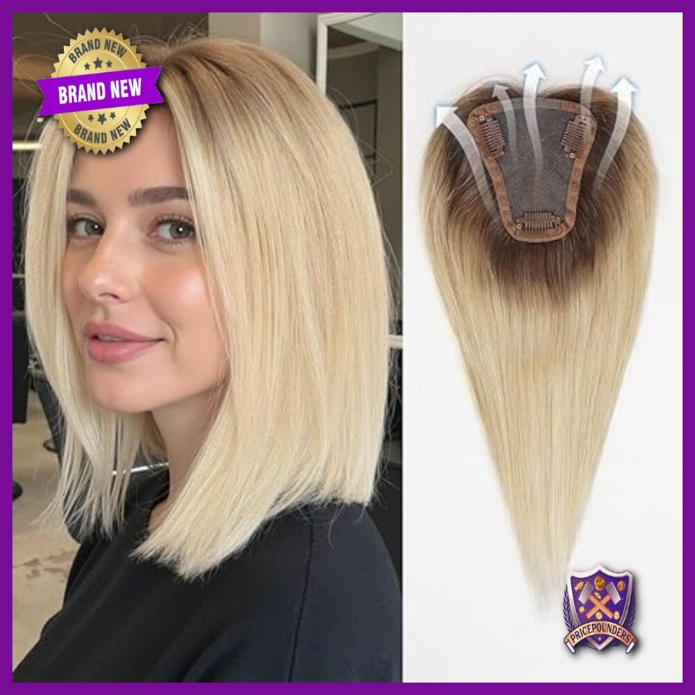 Real Human Hair Topper 12in Swiss Lace Base for Thinning Hair No Bangs